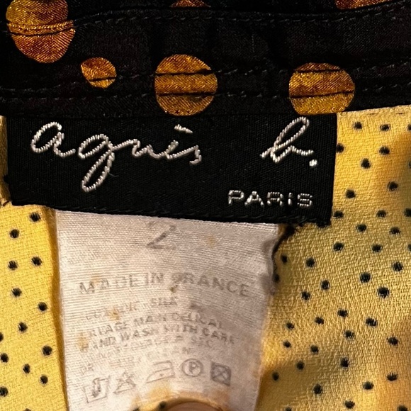 Vintage Rare Silk Black Gold Polka  agnes b. Tunic Blouse Dress Size 2 France - Picture 4 of 12